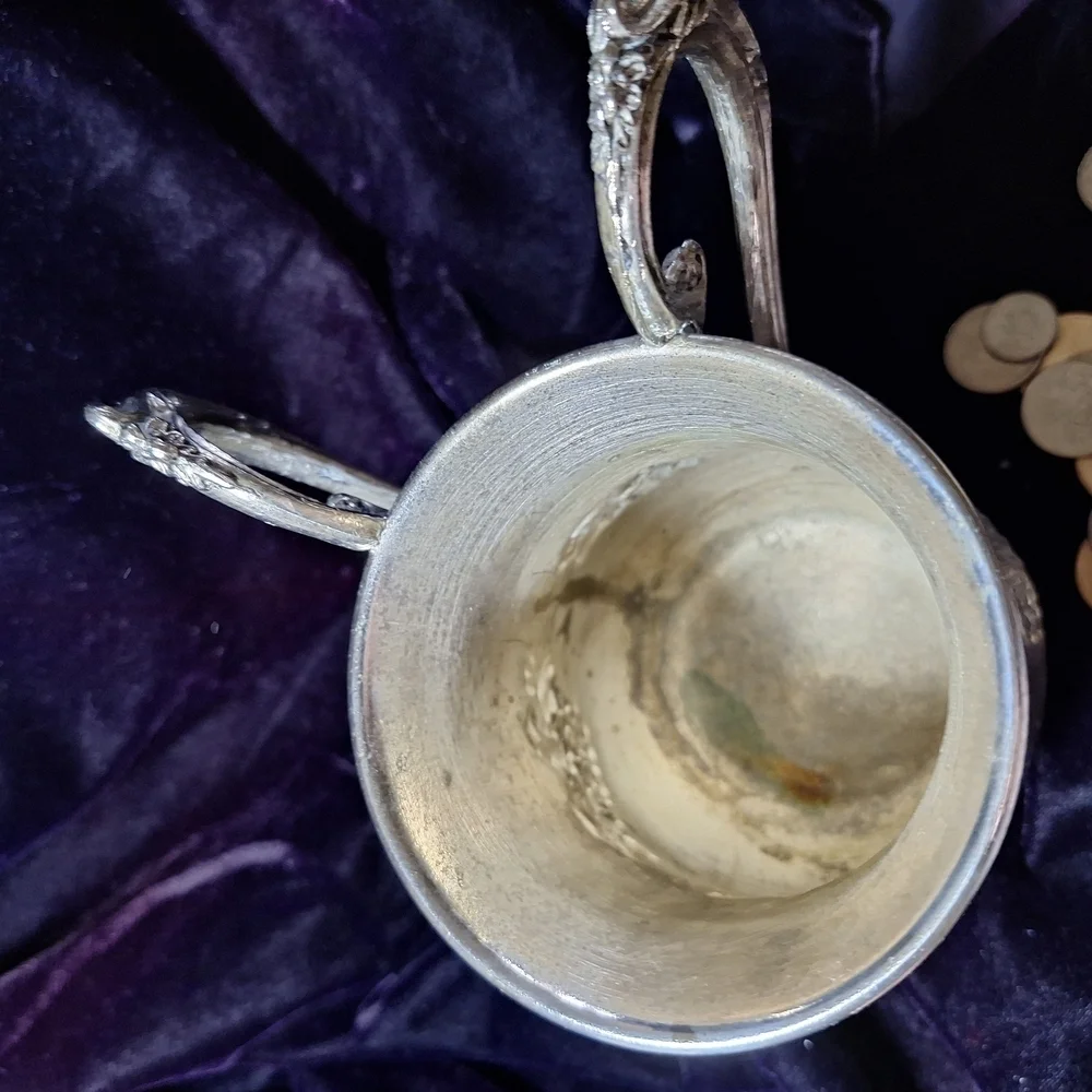 Silver Ornate Double-Handled Spoon Cup